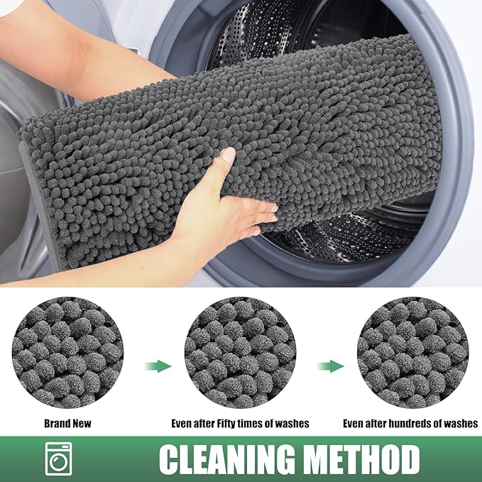 IM HOME Chenille Absorbent Outdoor Doormat 72" x 48", Washable Muddy Door Mats for Dog Non Slip Indoor Doormats Dog Mat for Muddy Paw Front Inside Doormats for Entryway Grey