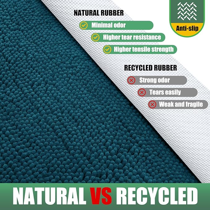 IM HOME Chenille Absorbent Outdoor Doormat 36" x 24", Washable Muddy Door Mats for Dog Non Slip Indoor Doormat Dog Mat for Muddy Paw Front Inside Doormats for Entryway Teal Blue
