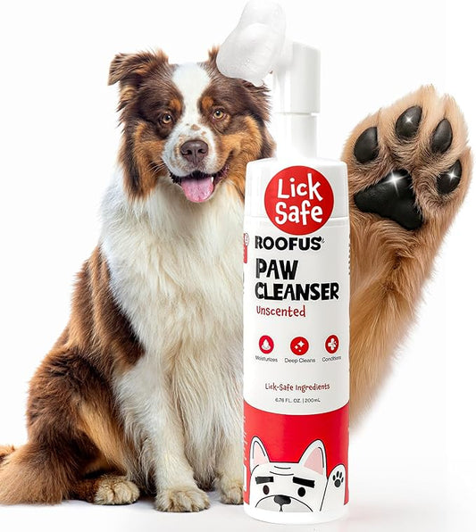 Paw Cleaner for Dogs & Cats, 200ml No-Rinse Dog Paw Cleaner Washer, Gentle Unscented Foaming Cleanser with Built-in-Brush, Paw Cleanser for Repairing & Restoring Cracked Paws (5.07 oz)