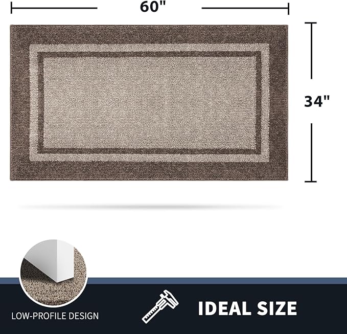 PURRUGS Dirt Trapping Door Mat 34" x 60", Non-Slip Machine Washable Entryway Rug, Entrance Mat, Indoor Front Door Mat, Super Absorbent Entry Rug for Muddy Shoes & Paws, Beige & Grayish Brown