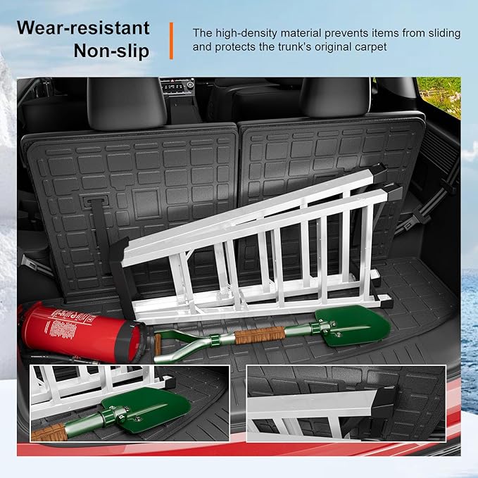 powoq Cargo Mat Compatible with 2024-2026 Santa Fe Trunk Mat Cargo Liner Rear Backrest Liner TPE Waterproof Replacement for 2024 2025 2026 Santa Fe Accessories (Trunk Mat with Backrest Mats)