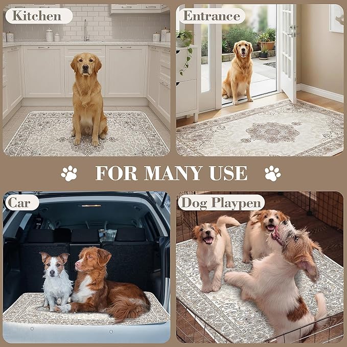 Dogcator Washable Pee Pads for Dogs, 2 Pack Reusable Puppy Training Pads. 36''x48'' Super Absorbent Dog Rugs, Non-Slip and Leakproof Pee Mat for Dogs, Whelping Pads for Crates and Floors
