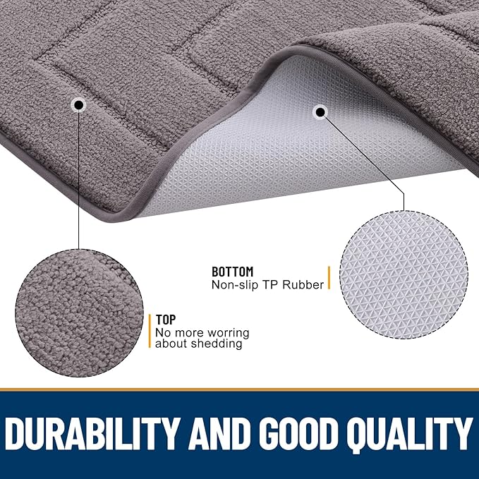 Smiry Dog Door Mat for Muddy Paws, Absorbs Moisture and Dirt, Low-Profile Entryway Mat with Non-Slip Backing, Entry Indoor Outdoor Doormat for Inside Floor (30x20 Inches, Grey, Bordered)
