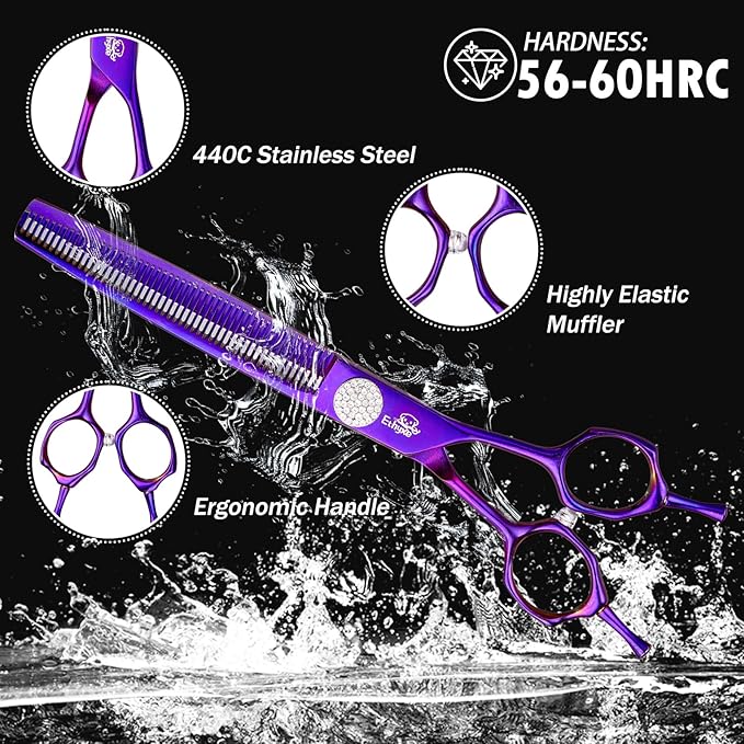 Dog Thinning Shears for Grooming, 48 Teeth Dog Grooming Blending Scissors, Premium 440C Steel Pet Hair Trimming Shears for Groomers, Cats & Pets, Ergonomic Handle with Jewelled Screw