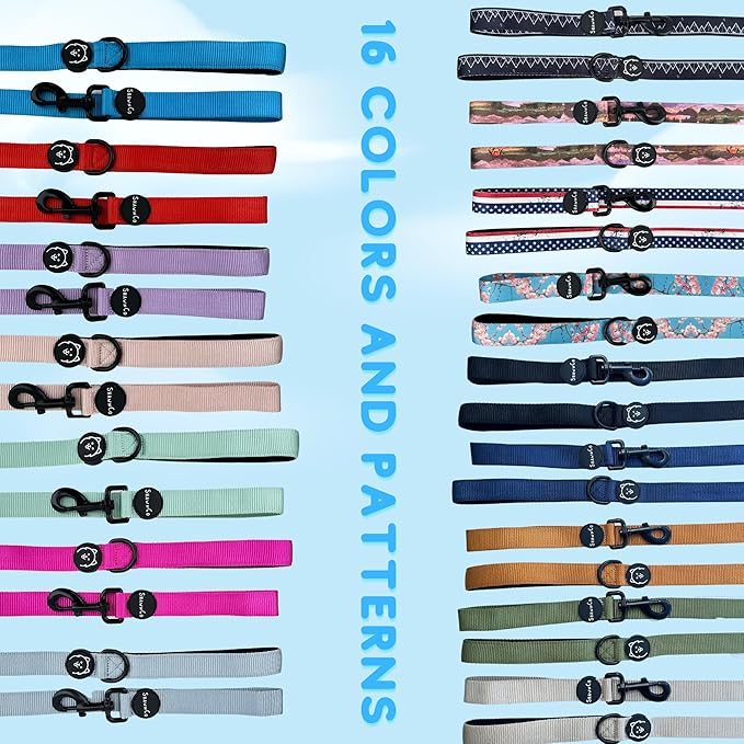 ShawnCo Dream Walk Dog Leash- Premium, Nylon Pet Leash with Soft Neoprene Handle for Small, Medium and Large Dogs (Driftwood, M/L 6FT w/ 2 Handles)