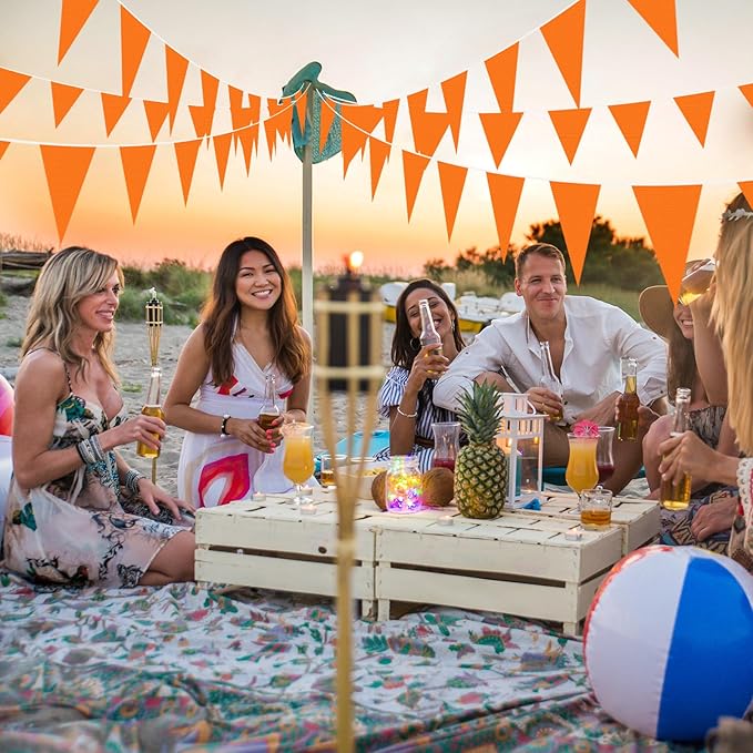 Tatuo 820 ft 500 Pcs Pennant Banner Flag String Hanging Triangle Bunting Flag for Carnival Party Outdoor Events Birthday Classroom Decoration(Orange)