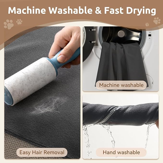 MontVoo Washable Dog Bed Cover, Absorbent Quick Dry Pet Bed Sheet, Easy Hair Removal Couch Covers for Dog/Cat, 24x35 Inches, Waterproof PU Backing Dog Bed Mat for Car Seat/Crate, Cover Only, Darkgrey