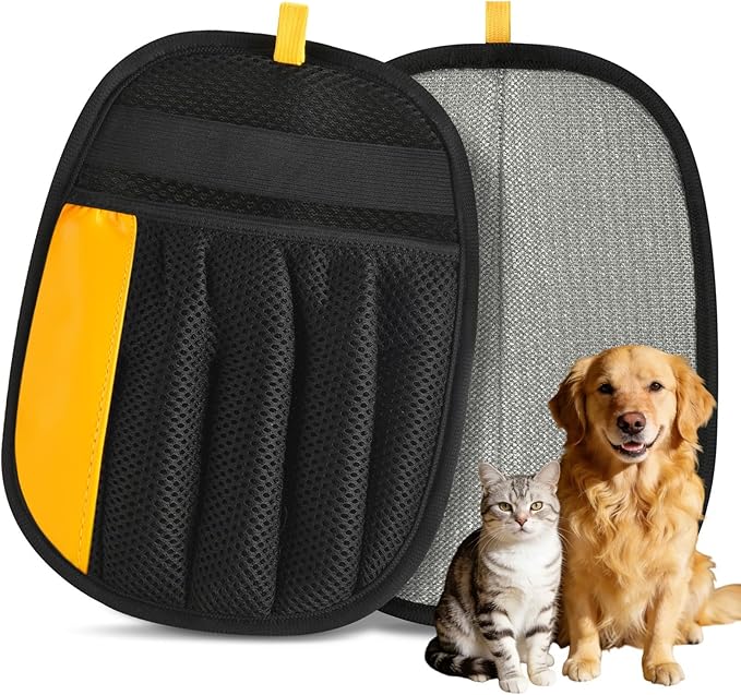 Upgraded Pet Hair Removal Glove, Electrostatic Five-Finger Reusable Pet Hair Remover for Couch, Car Seats, Clothing & Furniture, Dog Cat Fur Grooming Mitt for Laundry & Carpet