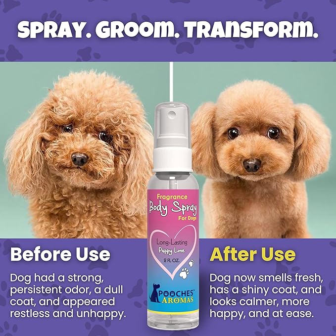 Pooches Aromas Natural Dog Cologne - Premium Grooming Spray - Long Lasting Spray - Deodorizing & Refreshing For Dogs, Adult Canines and Puppies - Aromas Scent to Refresh the Skin (Pack of 6)