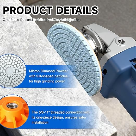 ACFAN 4" Diamond Polishing Pads: Grind, Sand & Polish Concrete, Stone, Tile & More. Universal Fit for Angle Grinders/Drills (5/8"-11). Wet/Dry Application Discs for Granite, Marble, Ceramics.(1PC)