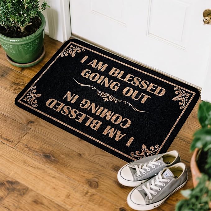 CHACHAHAER Funny Welcome Door Mat - Blessed Coming & Going Bless Doormat 30"(W) X 17"(L) Suitable for Entrance Interior Doormats