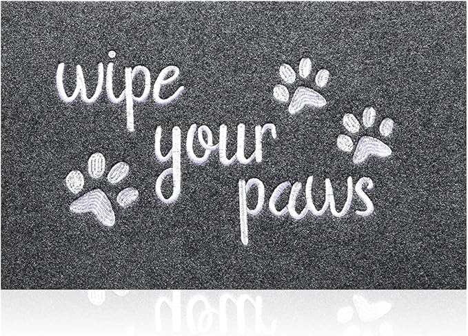Large Welcome Door Mat, 24x36 - Durable Non-Slip Rubber, Funny 'Wipe Your Paws' Entrance Mat