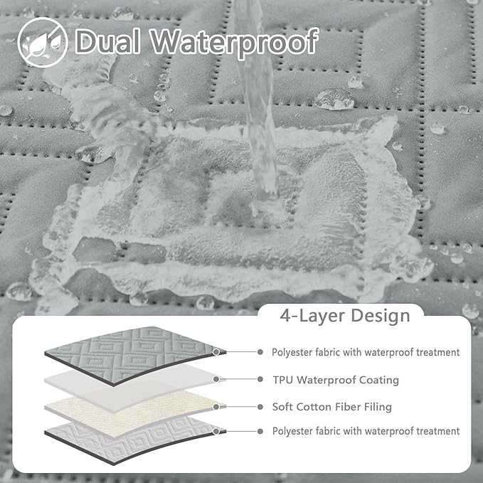 hyha Waterproof Dog Blanket, Soft Pet Bed Blankets, Waterproof Sofa Couch Cover for Dogs Washable, Reversible Pet Couch Covers for Sofa Furniture (30x90 Inch, Grey/Light Grey)