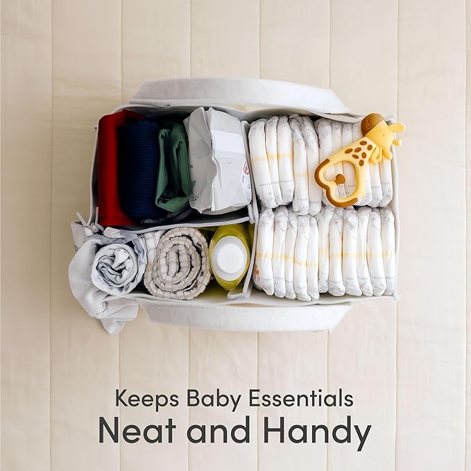 PUTSKA Baby Diaper Caddy Organizer - Nursery Storage Basket for Diaper Station, Baby Basket Shower List and Registry Gift Must-Haves, Newborn Essentials, Nursery Decor for Boy or Girl - White, Large