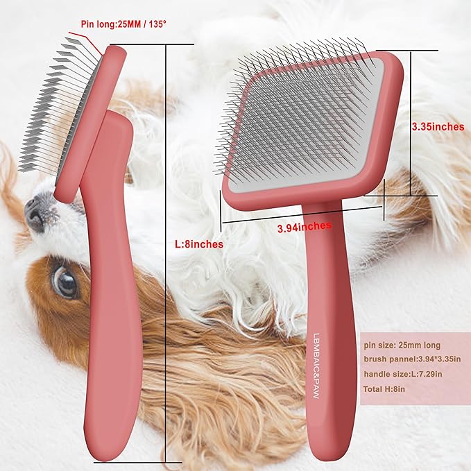 Dog Brushes for Poodle,Doodle,Goldendoodle,Labradoodle Coats Best Slicker Brush for Dogs Thick Long Curly Hair Shedding,Detangles,Fluffy Grooming Soft Long Pin Slicker Brush Dematting.Wooden(Large)
