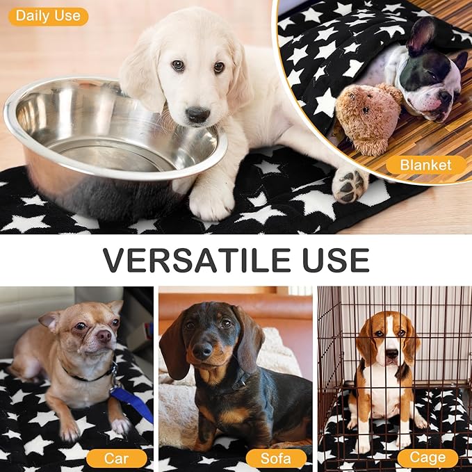 VitalCozy 4 Pcs Winter Dog Crate Pads, Ultra Soft Warm Washable Dog Cat Bed Mat for Pet Crate Comfortable Replaceable Reversible Kennel Pad for Small, Medium, Large Dogs(18 x 24 x 1.6 Inch,Black)