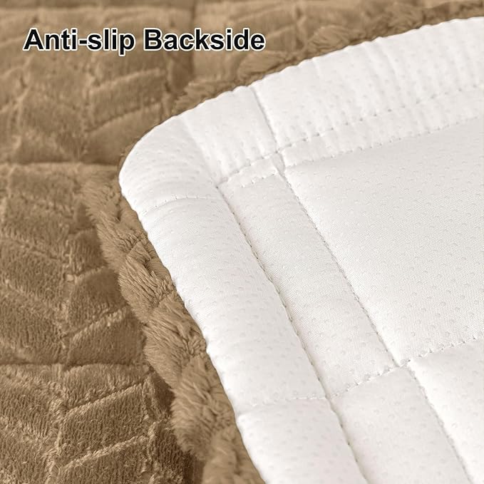 Smiry Non Slip Couch Covers for Dogs, Fuzzy Pet Couch Covers for 3 Cushion Sofa Pet Friendly, Soft Sofa Slipcovers Cushion Furniture Protector Washable (Mocha Brown, 43" x 82.7")