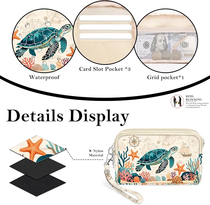BIAOTIE Wristlet Purses for Women, Nylon Small Crossbody Bags with Adjustable Strap 3 Zipper Wristlet Wallet Phone Organizer