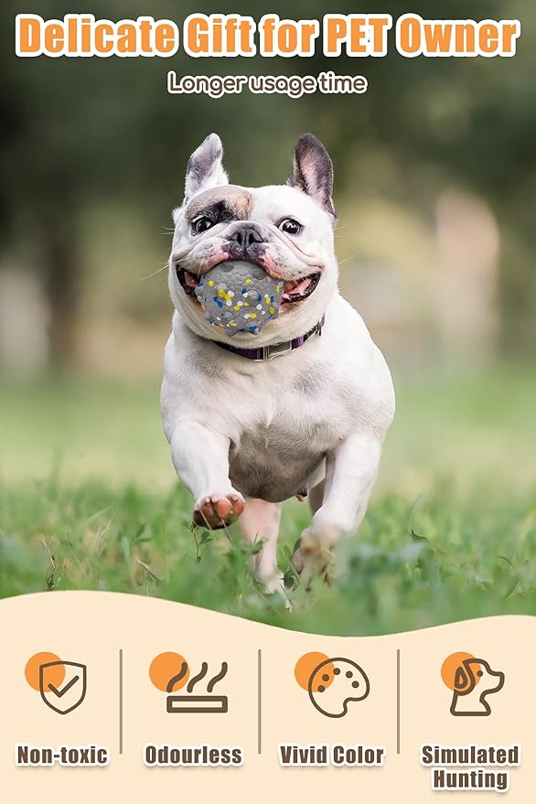 1.96'' Dog Balls for Dogs Aggressive Chewers Indestructible Tennis Durable Bouncy Interactive Dog Toy Balls for Fetch Game Floating Training(Grey Small)