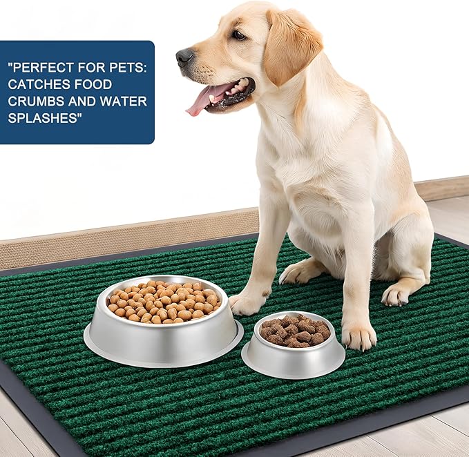 OLANLY Front Door Mat Indoor Outdoor Entrance, Waterproof Heavy Duty Doormat, Fade Resistant, Low Profile, Easy Clean Patio Porch Welcome Floor Mats for Entry, 35x30, Green
