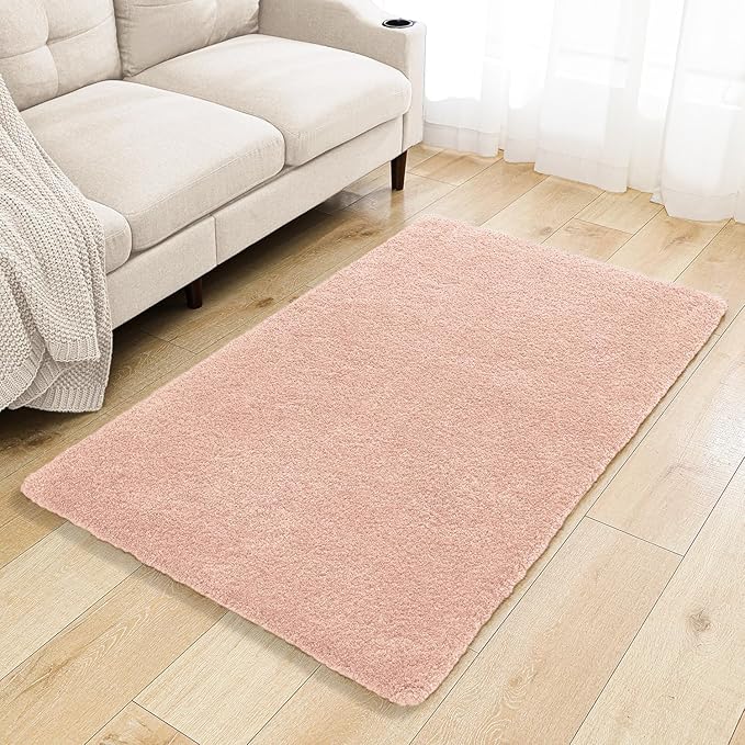 Dusty Pink Bathroom Rugs 36"x60" - Extra Large Microfiber Bath Mat, Non Slip Absorbent and Washable Bathroom Rug, Plush Fluffy Floor Mat - Ideal for Spacious Bathrooms or Bedrooms