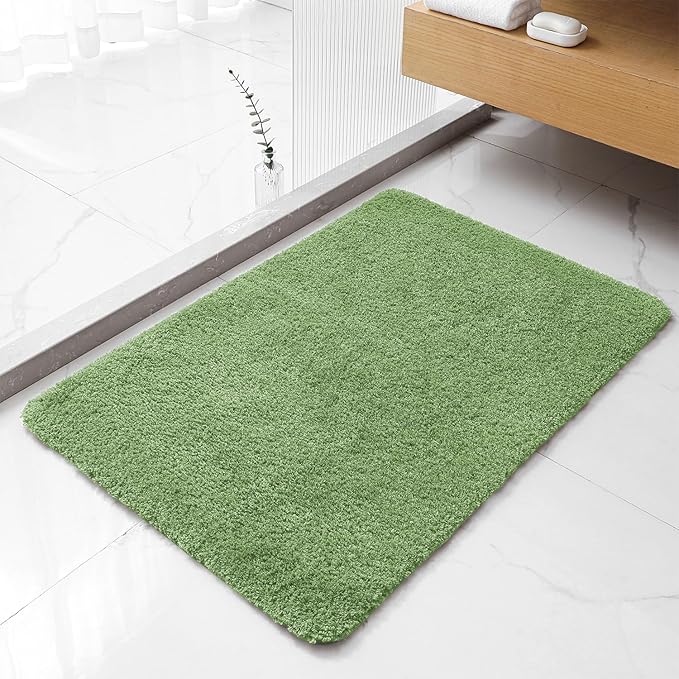 Hunter Green Bathroom Rugs 24"x36" - Fluffy Microfiber Bath Mat, Non Slip and Absorbent Bathroom Floor Mat, Machine Washable Plush Rug - Ideal for Tub, Cabinet or Washroom