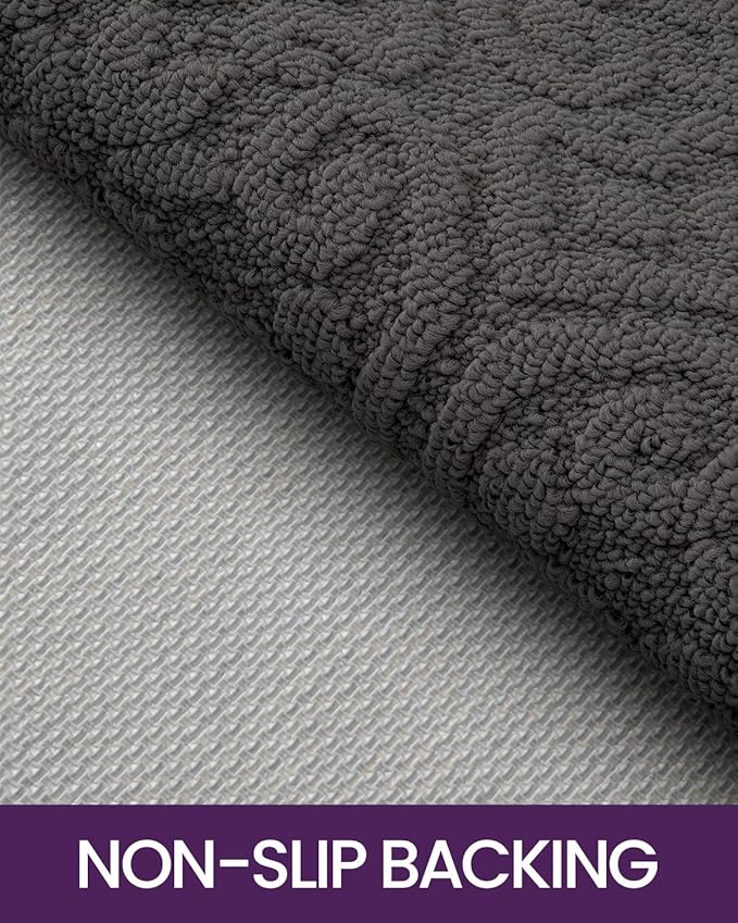 DEXI Front Door Entryway Mat Non Slip, 17x30 Washable Inside Entrance for House Floor Low Profile, Thin Entry Doormat Absorbent Dirt Trapper, Dark Grey