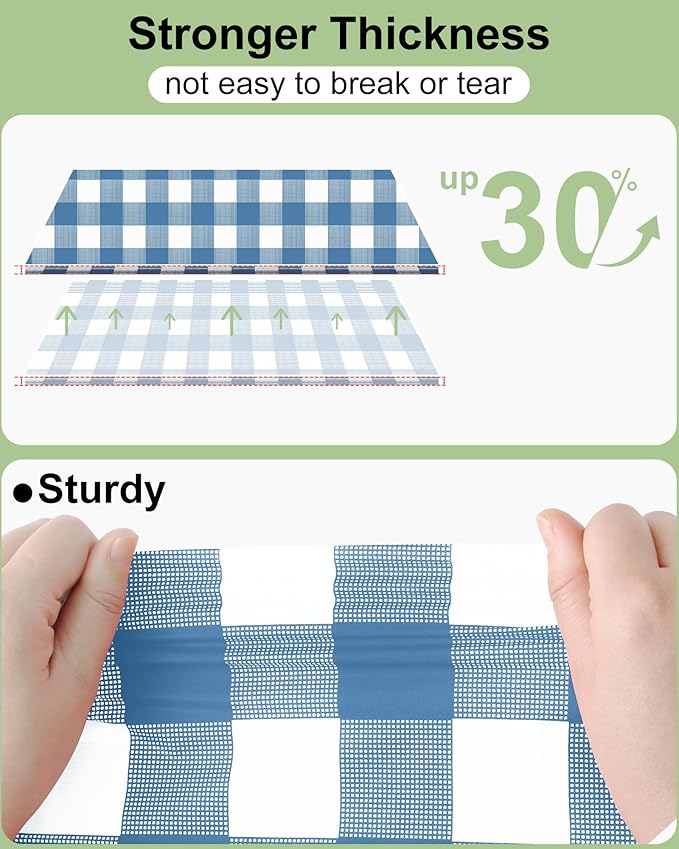 Smiry 20 Packs Gingham Disposable Table Cloth, 54 x 108 Inch Waterproof Plastic Tablecloth, Rectangle Aqua and White Checkered Table Covers for Picnic, Birthday, Party