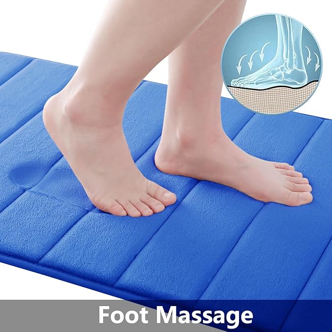 Buganda Memory Foam Bath Mat, 24" x 16", Ultra Soft and Non-Slip Bathroom Rugs, Water Absorbent and Machine Washable Bath Rug for Bathroom, Shower, and Tub, Royal Blue