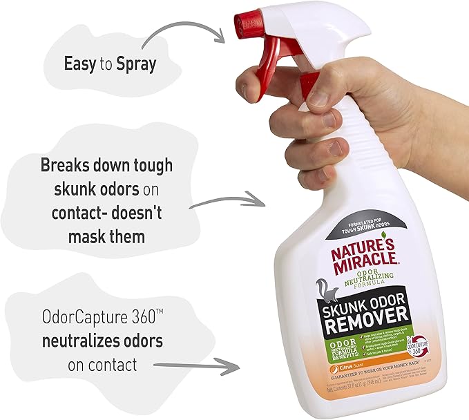 Nature's Miracle Skunk Odor Remover Citrus Scent 32 Oz, Odor Neutralizing Formula (Pack of 2)