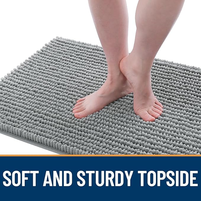 OLANLY Dog Door Mat for Muddy Paws 59x24, Ultra Absorbent Chenille Mud Doormat, Non-Slip Washable and Dirt Trapping Doormat for Indoor Entryway, Quick-Dry Indoor Pet Bed Mats for Dogs, Grey