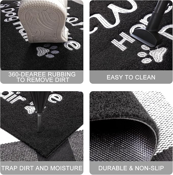 Indoor Doormat, Dog Hair Mat Standard Welcome Front Door Entryway Mats, Funny Door Mat, Durable Non Slip Rubber Dirt Entrance Mats, Funny Black 36" x 24"