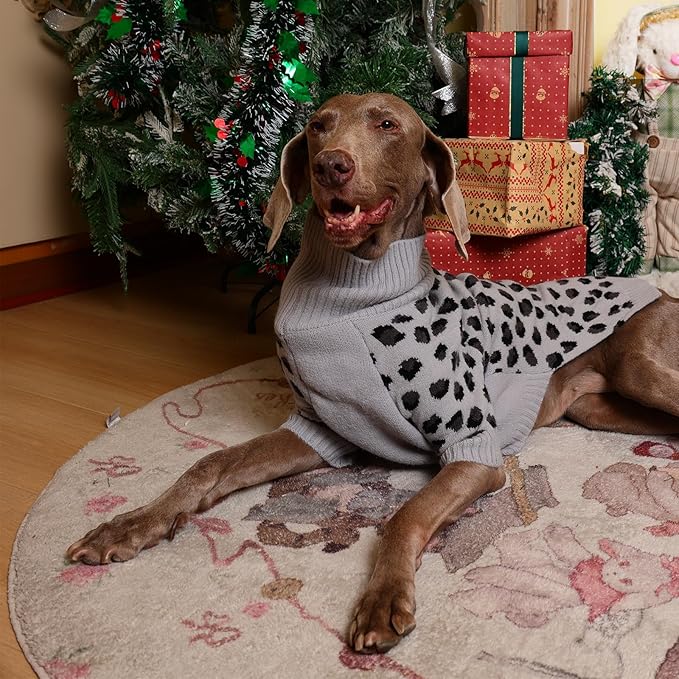 ROZKITCH Winter Dog Turtleneck Sweater for Large Dogs, Soft Knit Pullover for Golden Retrievers Shepherds Labradors Grey 2XL