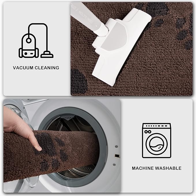 PURRUGS Dirt Trapping Door Mat 24" x 35.5", Non-Skid/Slip Machine Washable Microfiber Entrance Rug, Shoes Scraper, Dog Doormat, Super Absorbent Floor Mat for Muddy Wet Shoes and Paws, Brown