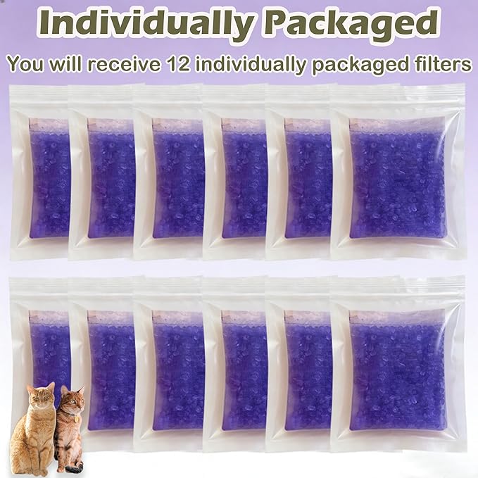 12 Pack Litter Box Deodorizer Refills for Whisker OdorTrap Pod, Odor Filters for Traditional Litter Boxes (Lavender)