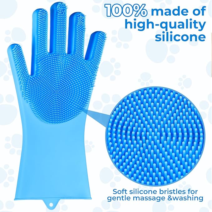 IDQQUQQ 2PCS Dog Washing Gloves and Dog Bath Brush, 2-in-1 pet Shower Set | Suitable for Dogs, Cats, Bath Massage, and pet Grooming