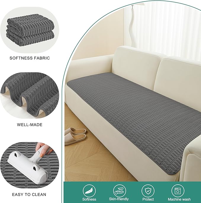 Foxdecor Couch Cover Sofa Covers Washable, Dog Bed Cover Couch Covers for 3 Cushion Couch Sofa Pet Friendly, Dog Couch Cover Furniture Covers for Pets.(Dark Grey 32x94 inch)