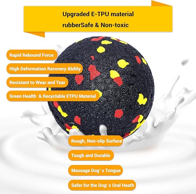 Dog Balls Toys for Aggressive Chewers, Indestructible Durable Bouncy Floating Balls for Dogs to Fetch, Durable Solid Rubber Ball for Training Dog(2 Pack)