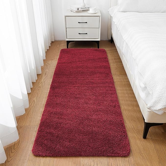 Red Bathroom Rugs Runner 24"x72" - Extra Long Plush Bath Mat, Non Slip Absorbent Microfiber Floor Rug, Washable and Fluffy - Ideal for Bathroom, Kitchen or Pet Mat Use