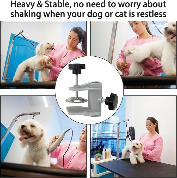 Dog Metal Grooming Table Arms Clamp, Heavy Duty Aluminium Alloy Pet Hair Cut Holder Adjustable H Bar Clamp Fixture Fixation(Clamping Range:0.2~1.9 in)(Inner Dia 22 * 22mm)