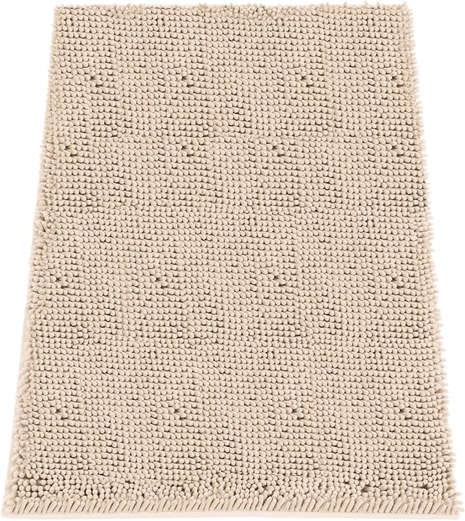 Absorbent Dog Door Mat for Muddy Paws, 48" x 30" Chenille Indoor Mats for Entryway, Trap Dirt Front Door Mat Indoor Entrance Washable Non Slip Soft Beige