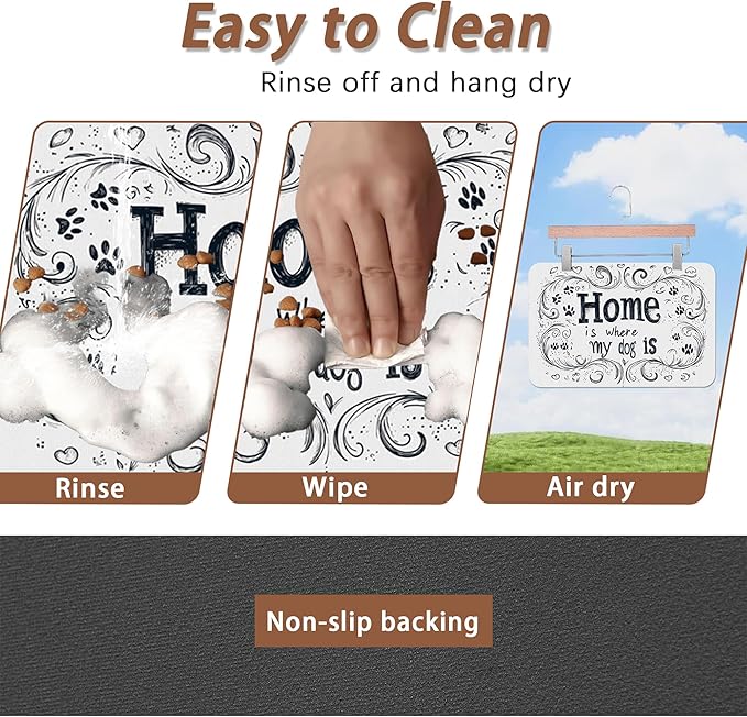 Home is Where My Dog is Dog Food Mat for Floors,Absorbent Quick-Dry Pet Feeding Mat,Cat Dog Bowl Mats for Food and Water,Non-Slip Pet Accessories Supplies 16"x24"