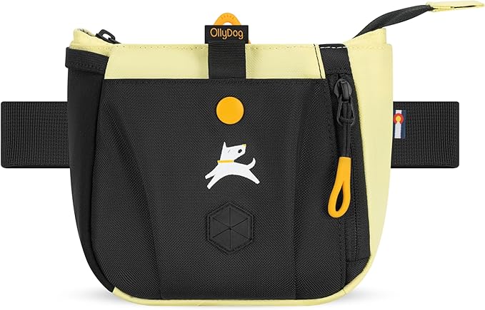 OllyDog Backcountry Day Bag | Hands-Free Dog Training Treat Pouch | Fanny/Hip Pack with Zipper Closure & Built-in Poop Bag Dispenser | Removable Waist Clip (Sol)
