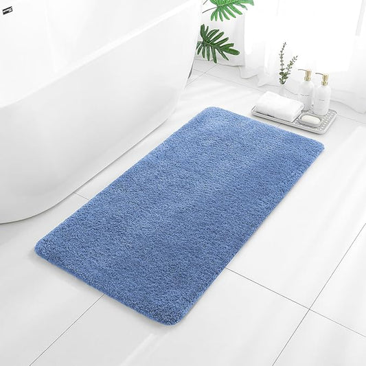 Blue Bathroom Rugs 24"x48" – Long Plush Non-Slip Bath Mat, Absorbent & Washable Microfiber Runner Rug – Perfect for Tub, Sink, or Washroom