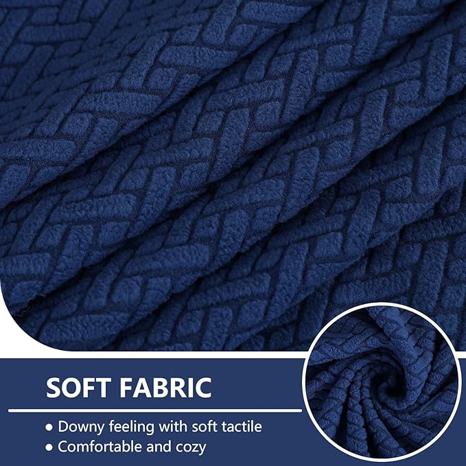 hyha Waterproof Couch Cushion Covers, Wear Resistant Couch Cover, Anti Slip Sofa Slipcovers Washable, Soft Thick Jacquard Furniture Protector for Pets Dog (1 Piece for Large, Navy)