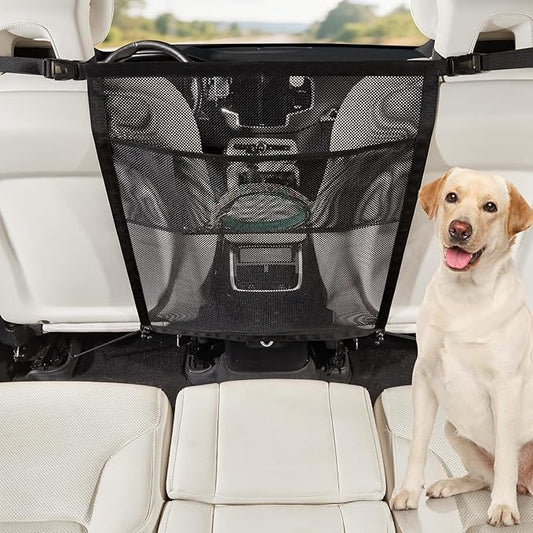 Dog Car Barrier,Dog Net for Car Divider,Pet Barrier with Mesh Organizer,Universal for Car,SUV,Truck