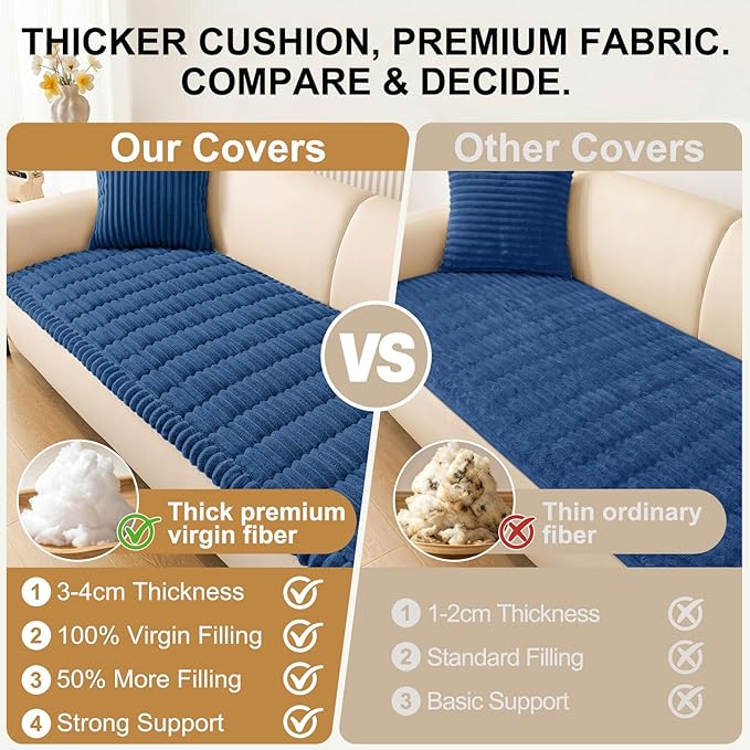 Smiry Couch Cover for Dogs, Non Slip Washable Sofa Protector for Pets, Soft Furniture Cover for Pet, Stylish Sofa Covers, Cozy Protect Against Fur, Dirt & Everyday Messes (Navy Blue, 43" x 82.7")