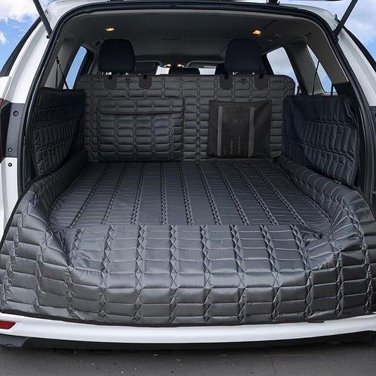 SUV Cargo Liner for Dogs, Waterproof Pet Cargo Cover with Bumper Flap Protector, Scrachproof Non-Slip Dog Seat Mat for SUVs, Large Size Cargo Liner Universal Fit Black