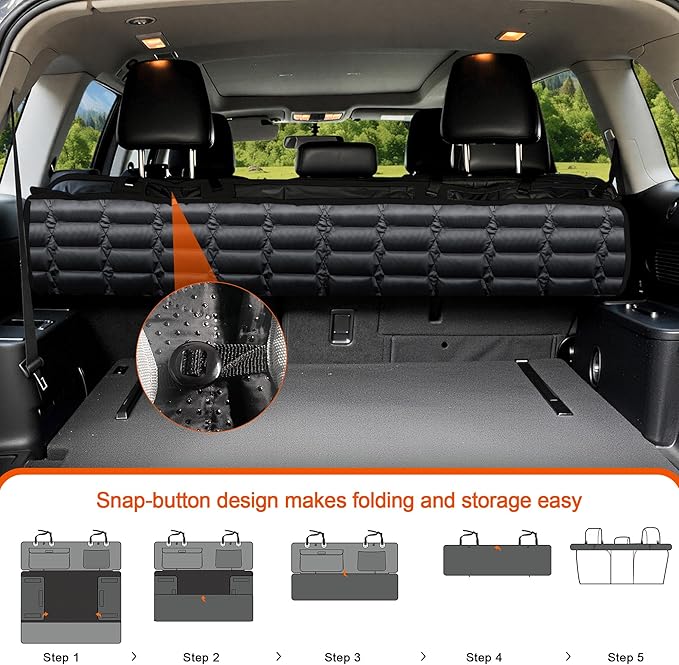 SUV Cargo Liner for Dogs, Waterproof Pet Cargo Cover with Bumper Flap Protector, Scrachproof Non-Slip Dog Seat Mat for SUVs, Large Size Cargo Liner Universal Fit Black