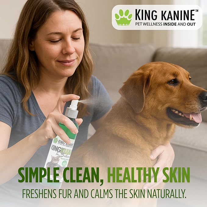 King Kanine Dog Deodorizing Spray - King Klean in Between Natural Pet Deodorizing Spray - Long-Lasting Fresh Scent - Neutralizes Strong Odor and Kills Bacteria - Eco-Friendly - 8oz